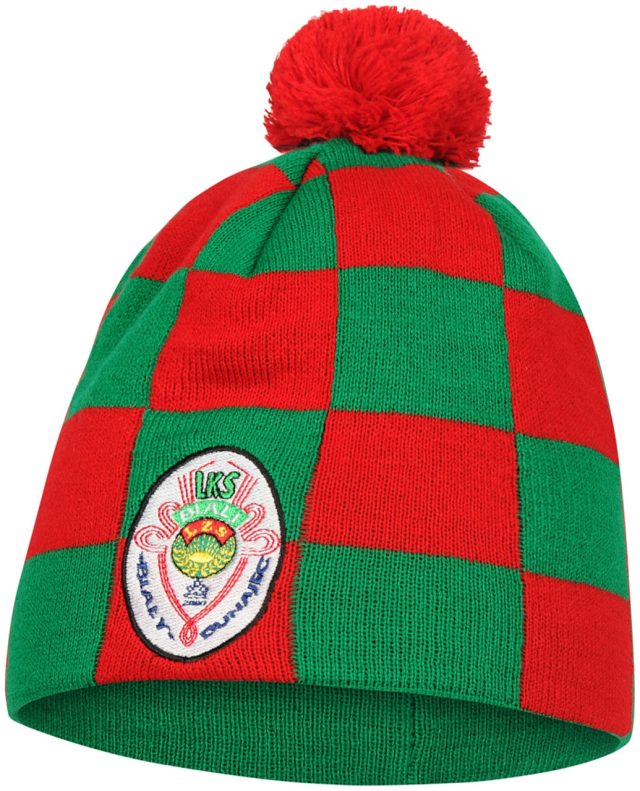 Czapka dziana kraciak z haftem i pomponem