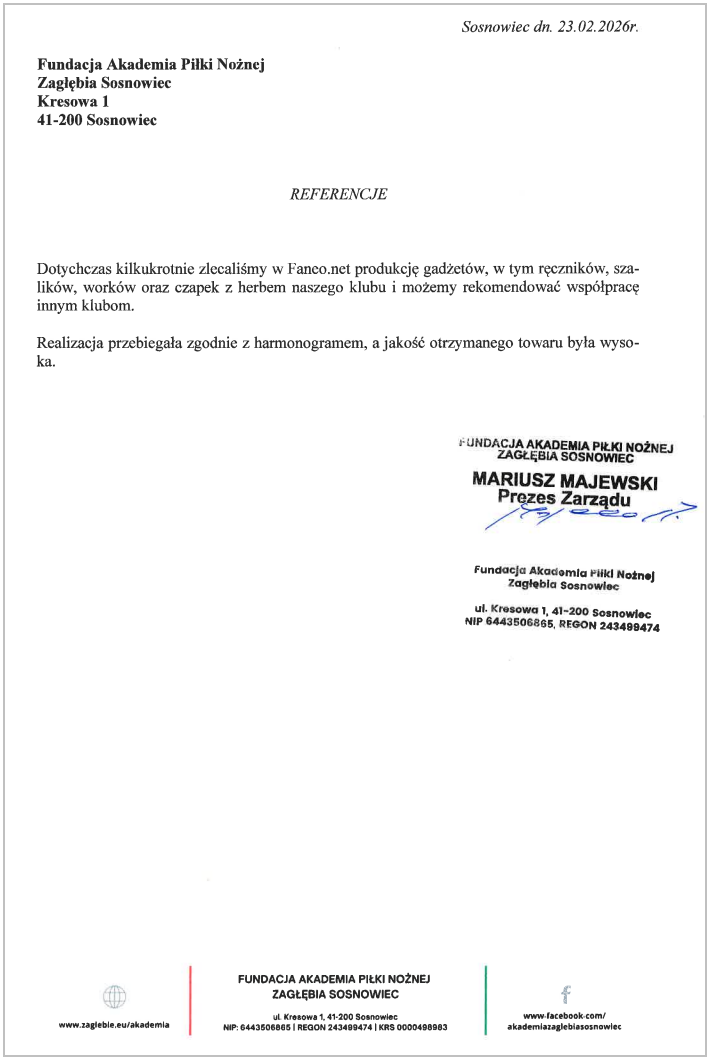 Referencje Akademia Zagłębia Sosnowiec